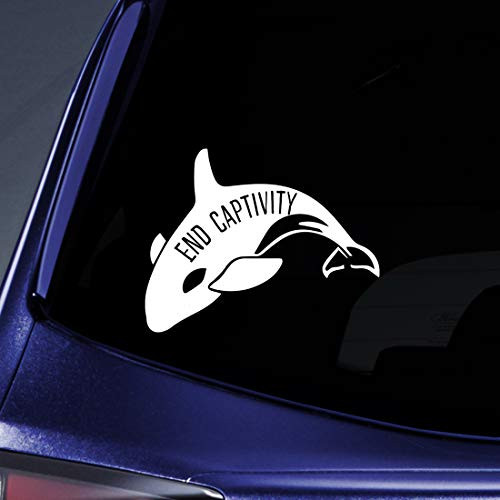 Bargain Max Decals End Captivity Whale Sticker Decal Notebook Car Laptop 5.5" (White)