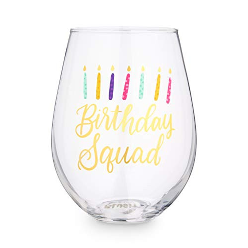 Blush Birthday Squad 30 oz Stemless Wine Glasses, Multicolor