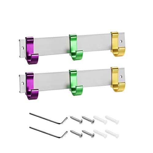 uxcell Wall Mounted Adjustable Colorful 6 Hangers Towel Hat Coat Clothes Wall Hook Rack Rail 2pcs