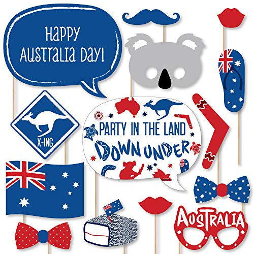 Big Dot of Happiness Australia Day - GDay Mate Aussie Party Photo Booth Props Kit - 20 Count