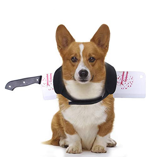 KOESON Halloween Pet Costume Dog Bloody Knife Vest Scary  and  Realistic Cosplay Accessories Tricky Prop(Knife L)