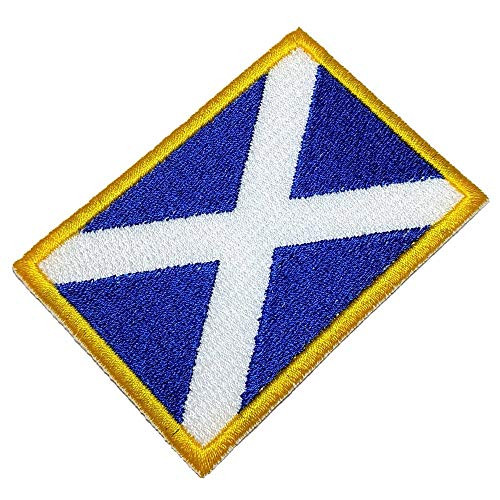 BIN004T Scotland Flag Emblem Tag 100 percent Embroidered Patch Iron or Sew Size 3.15x2.16 in