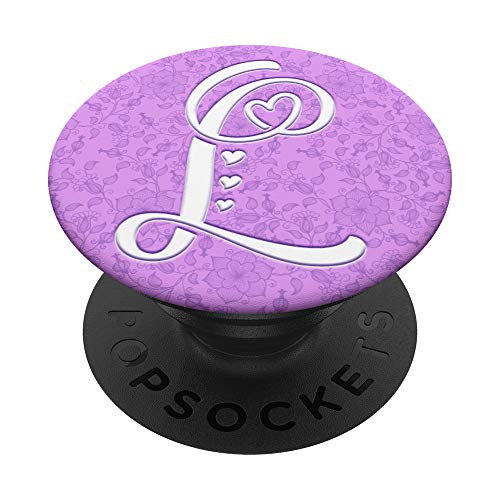 L Monogram Alphabet Capital Initial Letter Hearts PopSockets Grip and Stand for Phones and Tablets