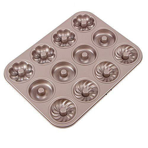 Webake Donut Pan 12 Cavity Fluted Flower Cake Tin Pan Heavy Duty Steel Non-stick Flower Heart Shaped Bundt Pans