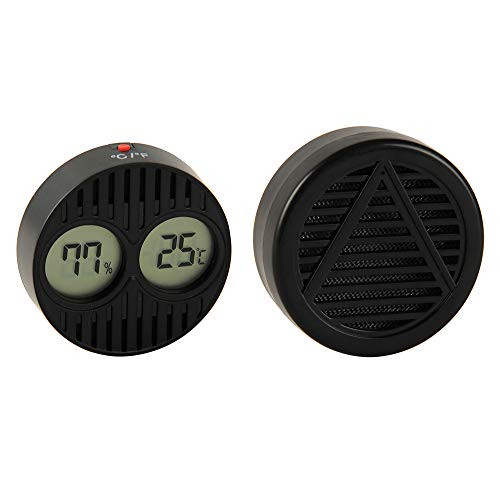Small Round Digital Hygrometer and Thermometer Humidifier Set for Cigar Humidor (Black)