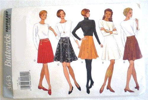 Butterick Sewing Pattern 3643 Misses' Skirt, Size 6 8 10 12