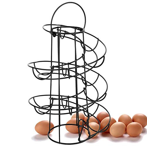 Spiral Design Metal Egg Skelter Egg Skelter Dispenser Rack Chicken Egg Storage Organizer Display Holder Basket for Countertop Kitchen
