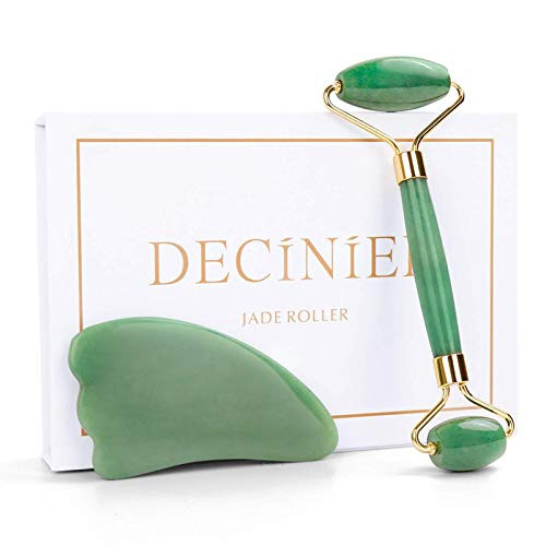Deciniee Jade Roller for Face - 100 percent Real Natural Jade Face Roller and Gua Sha Massage Skin Care Tool - Anti Aging Jade Face Massager Facial Roller for Eye, Neck and Body Deciniee Jade Roller for Face - 100 percent Real Natural Jade Face Roller and Gua Sha Massage Skin Care Tool - Anti Aging Jade Face Massager Facial Roller for Eye, Neck and Body