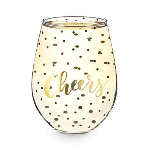 Blush Cheers 30 oz Stemless Wine Glasses, Clear
