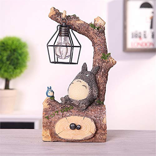 Kimkoala Totoro Figure, Japanese Anime My Neighbor Totoro Spirit Away Figures Totoro Figurine with Night Lamp Light Statue Models Dolls for Home Garden Decoration Children Gift (with Soot Spirit)