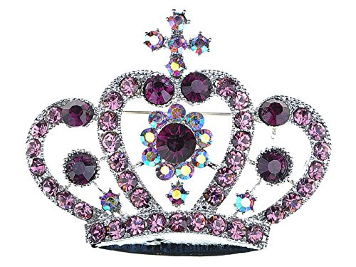 Alilang Amethyst Purple Colored Crystal Rhinestone Royal Princess Queen Crown Brooch Pin Alilang Amethyst Purple Colored Crystal Rhinestone Royal Princess Queen Crown Brooch Pin