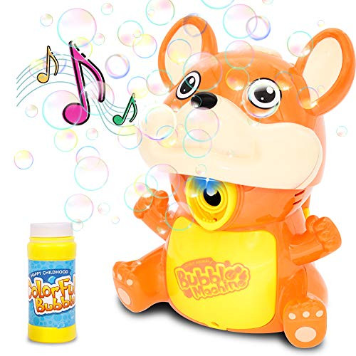 KULARIWORLD Bubble Machine Toy, Automatic Outdoor Bubble Blower Pool Toys for Kids Boys Girls, Squirrel Bubble Maker Bubble Gun with Solution,1000Plus Bubbles per Minute