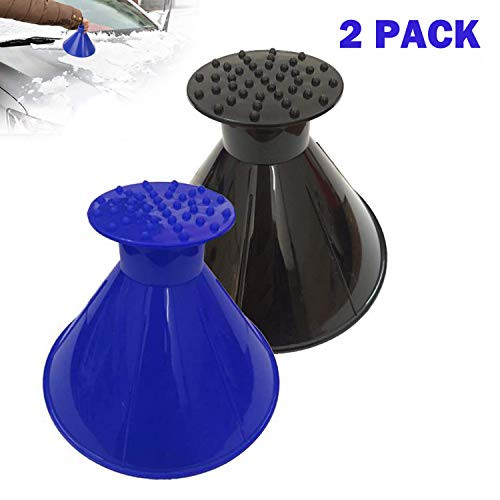 Ice Scraper, 2 Pack Ice Scraper for Car, Magical Round Car Windshield Ice Scraper, Cone-Shaped Ice Scraper with Funnel
