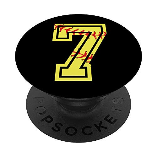 SOFTBALL Player 7 Jersey No  7 Number Ball Sports Gift PopSockets Grip and Stand for Phones and Tablets