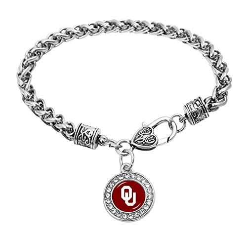 Swamp Fox Oklahoma Sooners Zinc Alloy Bracelet with Round Rhinestone Team Charm 7 inch