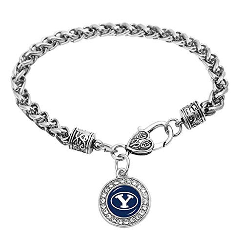 Swamp Fox Brigham Young University BYU Cougars Zinc Alloy Bracelet with Round Rhinestone Team Charm 7 inch