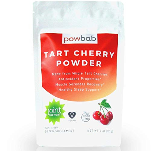 Tart Cherry Powder (4 oz) by powbab - Made from Organic Tart Cherries. Whole Tart Cherry Extract - Gout Relief Products for Uric Acid Cleanse and Organic Melatonin. Non-GMO, Vegan, Gluten Free