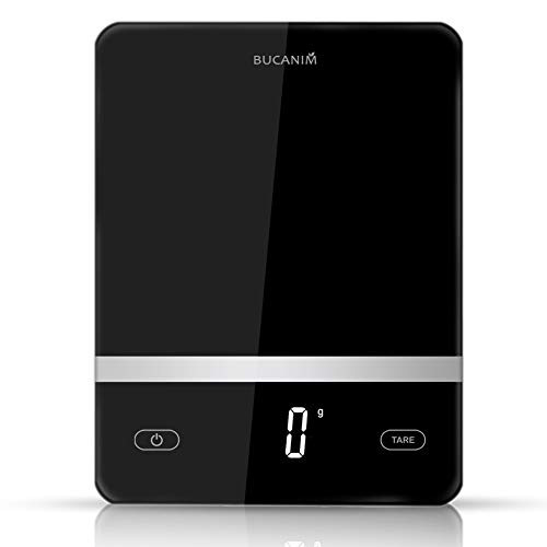 Glass Kitchen Scale, Digital Food Scale with Precise Graduation,Tempered Glass, Batteries Included 1g-5KG/11LB