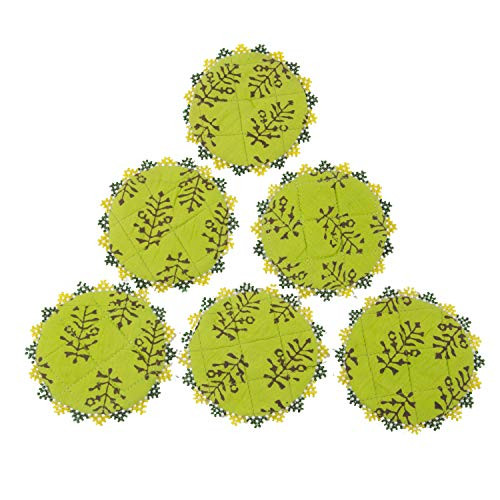 Tribes India Handmade Coaster Round 6 Pcs Set-Multicoloured,(11Cm X 11Cm X 1 cm)-