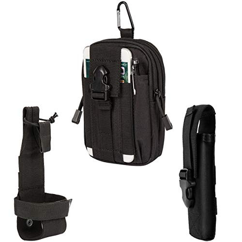 IronSeals AQ Tactical Molle Pouch EDC Waist Bag Phone Holster  and  Water Bottle Holder  and  Flashlight Pouch Holster