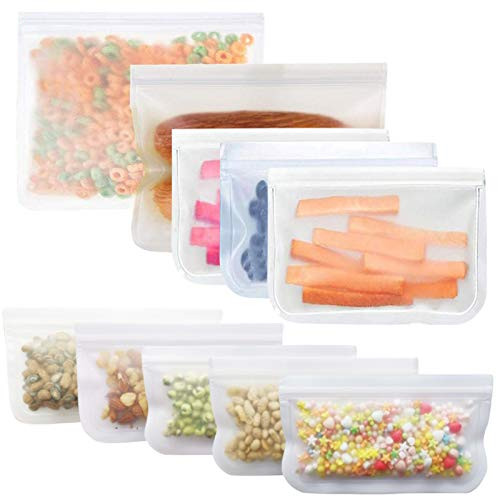 Reusable Gallon Freezer Bags - 11 Pack Gallon Food Storage Bags, Reusable Storage Bags, Leakproof and Food Grade PEVA Lunch Bags for Food Marinate Meat, Fruit Cereal, Sandwich, Snack, Travel Items Reusable Gallon Freezer Bags - 11 Pack Gallon Food Storage Bags, Reusable Storage Bags, Leakproof and Food Grade PEVA Lunch Bags for Food Marinate Meat, Fruit Cereal, Sandwich, Snack, Travel Items