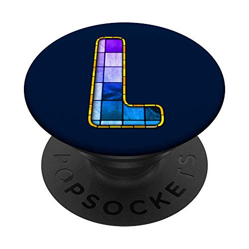 L Monogram Alphabet Capital Initial Letter Stained Glass PopSockets Grip and Stand for Phones and Tablets