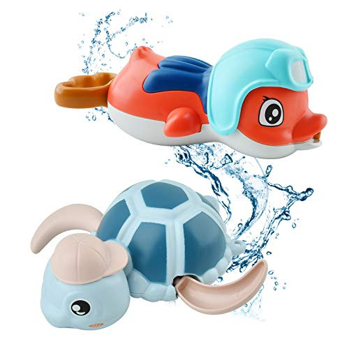 Gizmovine Baby Bath Toy with Swimming Turtle and Water Gun ?Floating Wind-up Bathtub Pool Toys Cute Water Toys for Kids Boys Girls