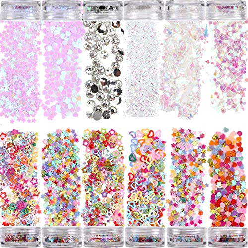 12 Pots Holographic Nail Glitter, Nail Art Sequins Glitter Kits Nail Sequins Powder Shining Flakes Laser Acrylic Manicure Paillettes Face Body Glitters for Nails Art Decoration Manicure (Colorful) 12 Pots Holographic Nail Glitter, Nail Art Sequins Glitter Kits Nail Sequins Powder Shining Flakes Laser Acrylic Manicure Paillettes Face Body Glitters for Nails Art Decoration Manicure (Colorful)