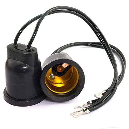 TT 2PCS Sealant Treated Waterproof Lamp Holder E27 Screw Lamp Bases for LED Bulb with 20CM Cable