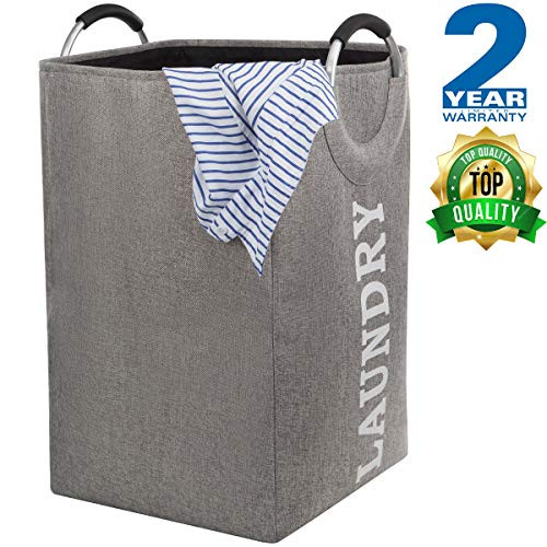 CLJ Laundry Basket Large Laundry Hamper Durable Handles Collapsible Laundry Basket Clothes Hamper Space Saving Storage Hamper Foldable Laundry Hamper Kids dorms (Grey Laundry Basket)