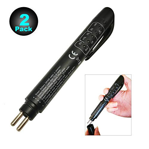 Brake Fluid Tester Pen, Hydraulic Fluid/Liquid/Oil Moisture Analyzer with 5 LED Indicators, Auto Brake Diagnostic Testing Tool for DOT3 DOT4 Brake Fluid (Black (Pack of 2))