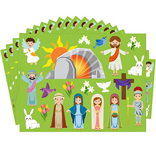 WATINC 40 Sheet Make a He Lives Scene Stickers for Easter Party Supplies, Easter Jesus Resurrection Stickers Birthday Party Game for Kids, Easter Religious Education Party Classroom Activity Gifts WATINC 40 Sheet Make a He Lives Scene Stickers for Easter Party Supplies, Easter Jesus Resurrection Stickers Birthday Party Game for Kids, Easter Religious Education Party Classroom Activity Gifts