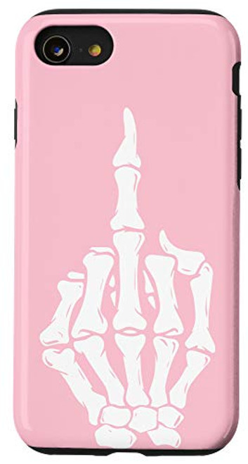 iPhone SE (2020) / 7 / 8 Pastel Pink Middle Finger F Off Skeleton Funny Goth Punk Case iPhone SE (2020) / 7 / 8 Pastel Pink Middle Finger F Off Skeleton Funny Goth Punk Case