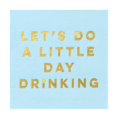 C.R. Gibson Blue ''Let's Do A Little Day Drinking'' Paper Cocktail Napkins, 20pc, 5.5'' x 5.5''