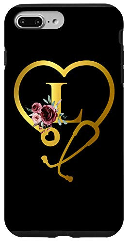 iPhone 7 Plus/8 Plus Personalized Gift for Nurse Doctor Initial Letter L Black Case
