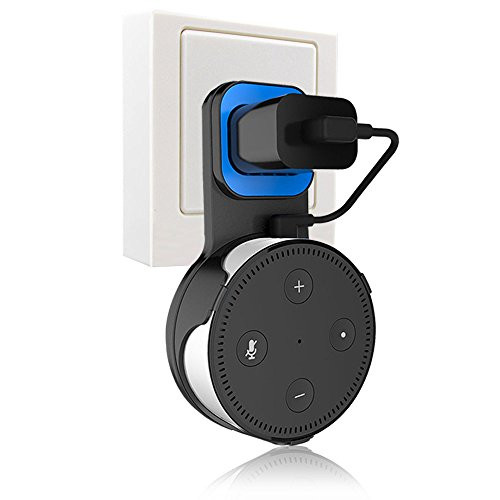 Echo Dot Wall Mount Holder, Finest+ Outlet Wall Mount Hanger for Echo Dot 2nd Generation, No Messy Wires, Space-Saving Solution for Smart Home Speakers Alexa, Echo Dot Accessories-Black