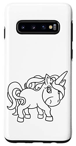 Galaxy S10 Digital Unicorn Hand-Draw Black Outline Case
