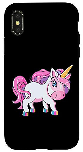 iPhone X/XS Colored Digital Unicorn Hand-Draw Black Bakground Case