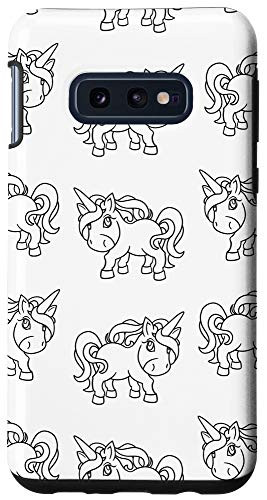 Galaxy S10e Digital Unicorns Hand-Draw Black Outlines Pattern Case