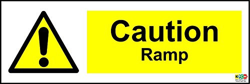 Caution Ramp sign (Self Adhesive Sticker Label Sign) 200mm x 66mm