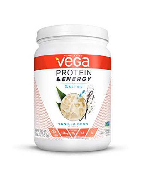 Vega Protein and Energy, Vanilla Bean, Plant Based Coffee Protein Powder - Vegan Protein Powder, Keto-Friendly, MCT Oil, Gluten Free, Dairy Free, Soy Free, Non GMO (15 Servings, 1lb 2.0oz) Vega Protein and Energy, Vanilla Bean, Plant Based Coffee Protein Powder - Vegan Protein Powder, Keto-Friendly, MCT Oil, Gluten Free, Dairy Free, Soy Free, Non GMO (15 Servings, 1lb 2.0oz)