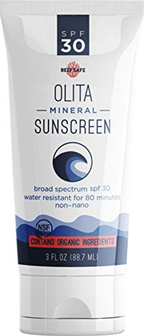 Olita: Mineral Sunscreen Lotion - SPF 30 Mineral Sunscreen - 3 oz - No Fragrance - Reef Safe - Broad Spectrum, Chemical Free - All-Natural, Organic, Zinc Sunblock - Water-Resistant Olita: Mineral Sunscreen Lotion - SPF 30 Mineral Sunscreen - 3 oz - No Fragrance - Reef Safe - Broad Spectrum, Chemical Free - All-Natural, Organic, Zinc Sunblock - Water-Resistant