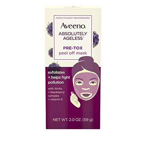 Aveeno Absolutely Ageless Pre-Tox Peel Off Antioxidant Face Mask with Alpha Hydroxy Acids, Vitamin E  and  Blackberry Complex, Non-Comedogenic, Paraben-  and  Phthalate-Free, 2.0 oz (Pack of 2)
