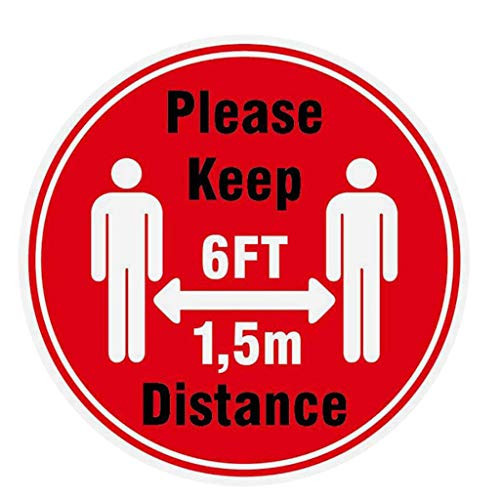 Radorock 6ft Stand Here Distance Marker Floor Decal,Social Distance Sticker Sign,30x30CM,Please Keep Wait Here Stand Here Marker Decal