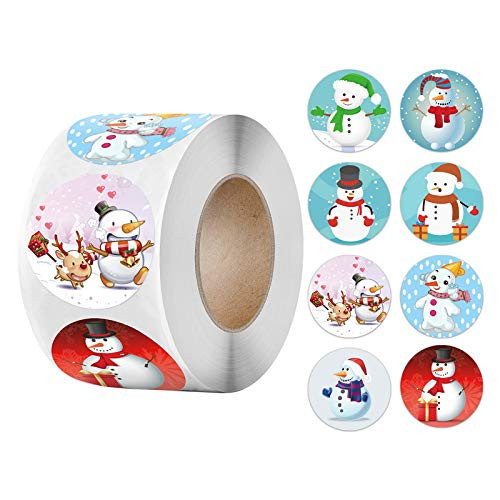 ?2020 Christmas?1 Roll 500 Posts Christmas Sticker Print Santa Claus Snowman Cartoon Patterns for Packing Holiday Gifts Decorating Gift Christmas Ornaments