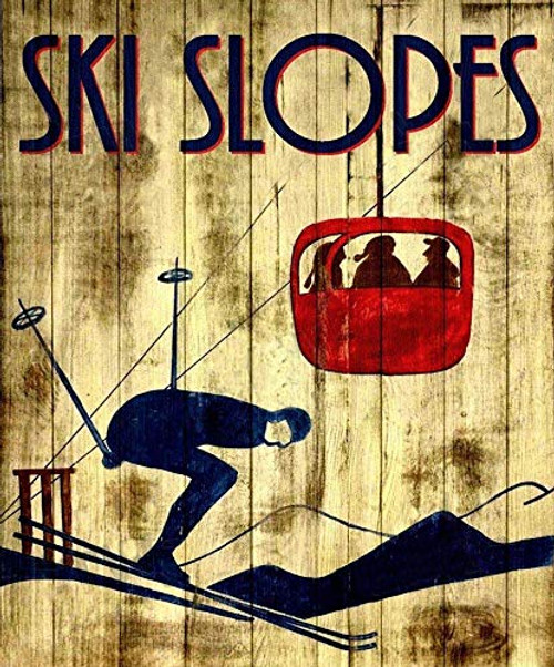 SIGNCHAT Tin Sign Ski Slopes Lift Resort Lodge Cabin Rustic Skiing Metal Decor Metal Tin Sign 8X12 Inches