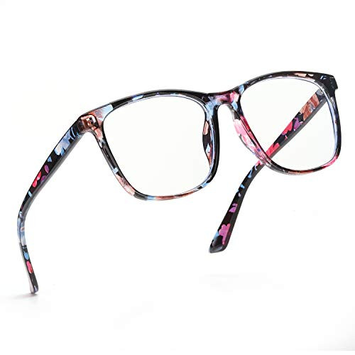 MuJaJa Square Blue Light Blocking Glasses, Anti Eyestrain  and  UV Glare Lightweight Computer Game Glasses for Women Men Reading (A5 Purple Frame/Transparent Lens) MuJaJa Square Blue Light Blocking Glasses, Anti Eyestrain  and  UV Glare Lightweight Computer Game Glasses for Women Men Reading (A5 Purple Frame/Transparent Lens)