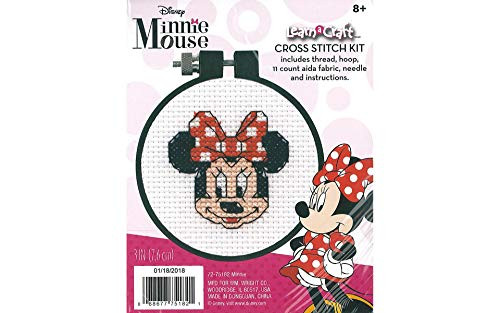 Dimensions Minnie Mouse Counted Cross Stitch Kit for Beginners, 11 Count White Aida, 3''D