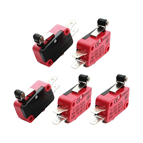 Aexit 5 Pcs Control electrical V-155-1C25 Micro Limit Switch Short Hinge Roller Lever Arm Momentary SPDT Snap Action
