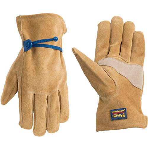 Men's Genuine Split Leather Work Gloves with Adjustable Wrist, Large (Wells Lamont 1008)